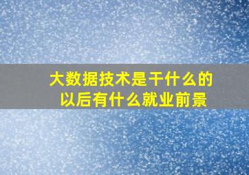 大数据技术是干什么的 以后有什么就业前景